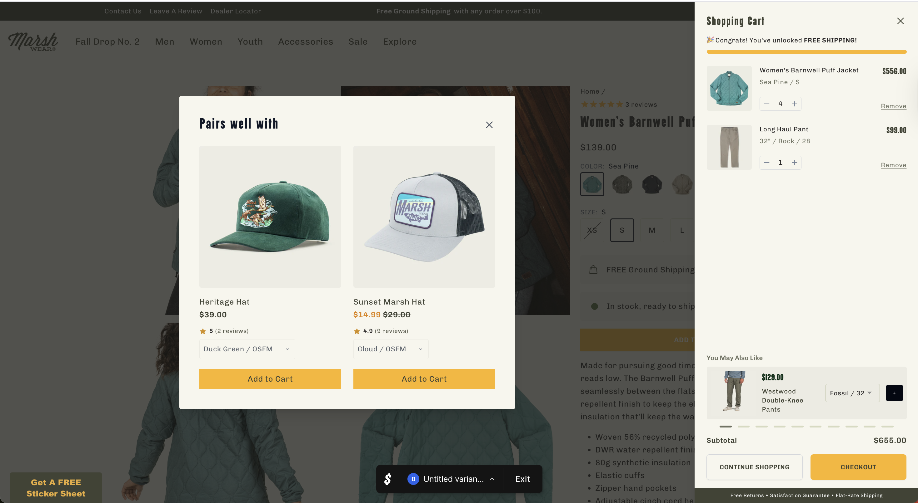 Variant: Cross-sell pop-up