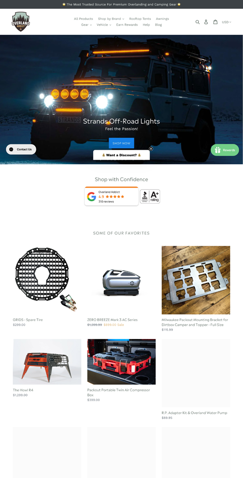 Control: Product-heavy homepage